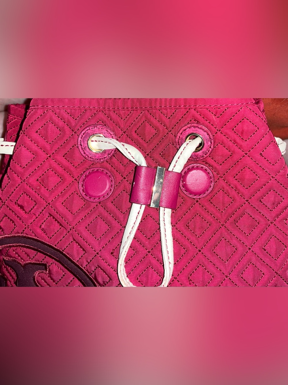 Tory Burch EUC Marion Quilted Raspberry Pink Backpack - Picture 8 of 8